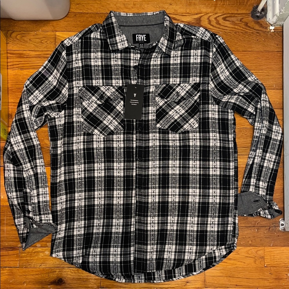 🌴 Frye Monochrome Plaid Men's Shirt